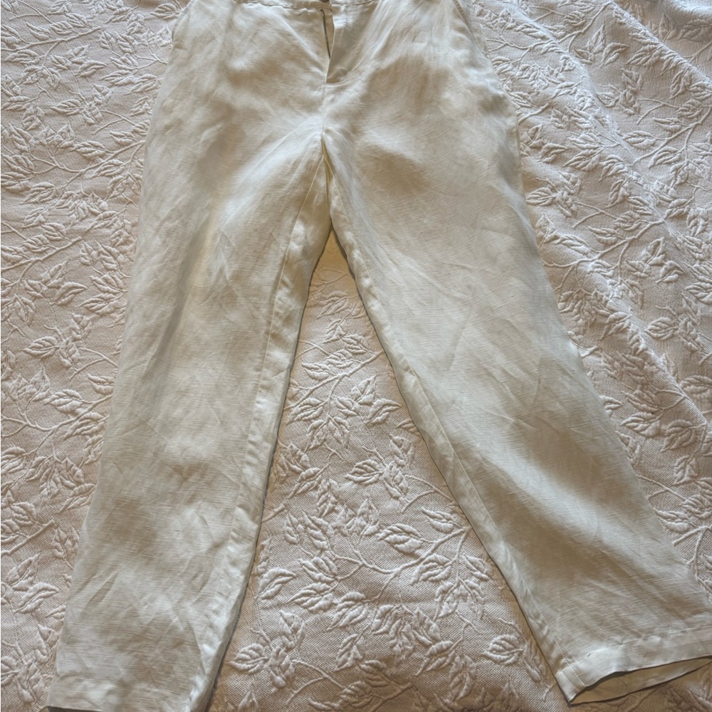 Halston Heritage Cream Elastic-Waist Trousers